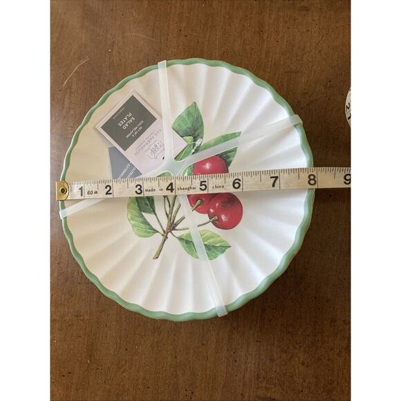 RACHEL ASHWELL MELAMINE Salad Plates Set Of 4 New 8" Cherry THE FARMHOUSE - Picture 5 of 5